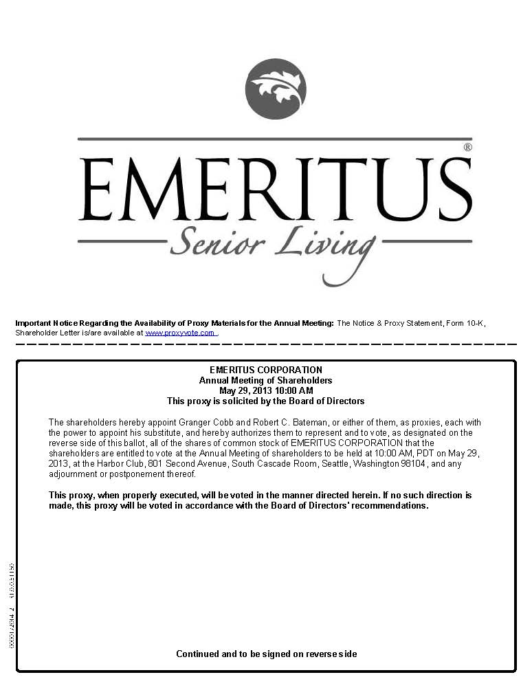 EMERITUS PROXY CARD PAGE 2